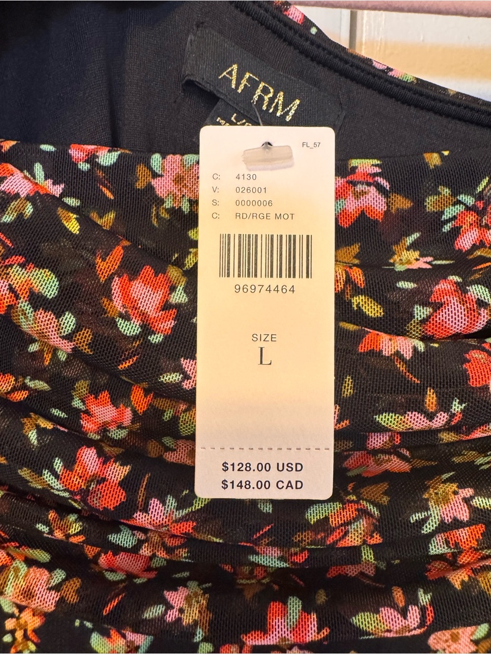 Anthropologie AFRM Off-Shoulder Floral Maxi Dress in Black NWT - Picture 3 of 3